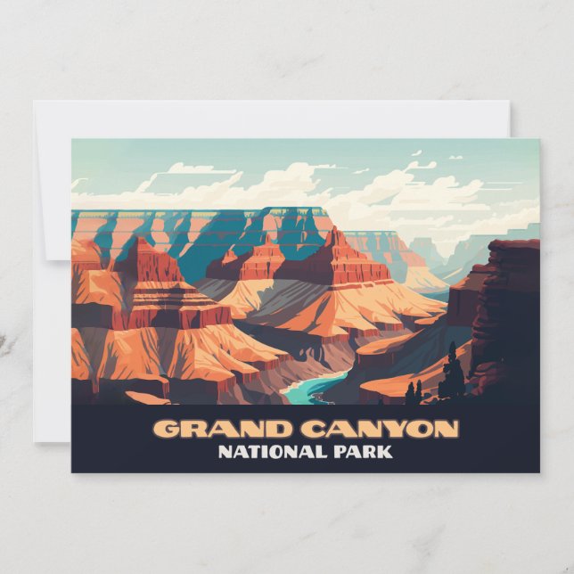 Grand Canyon National Park Arizona Retro Invitation (Front)