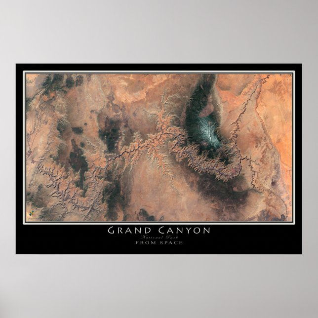 Grand Canyon National Park Arizona Satellite Map Poster (Front)