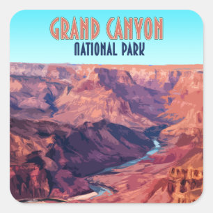 Grand Canyon National Park Arizona Vintage Square Sticker