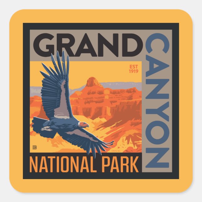 Grand Canyon National Park | Condors Square Sticker (Front)