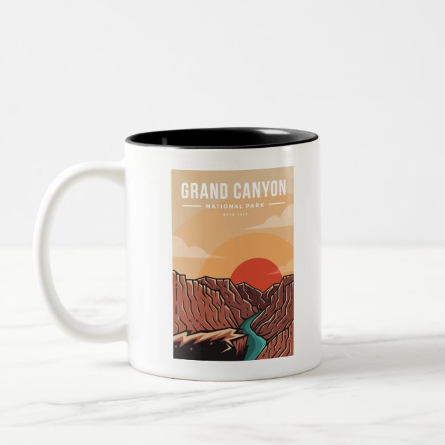 Grand canyon national park emblem patch logo Two-Tone coffee mug (Left)