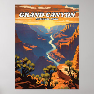 Grand Canyon National Park illustration retro Poster
