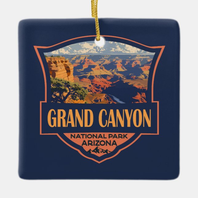 Grand Canyon National Park Illustration Travel Art Ceramic Ornament (Front)