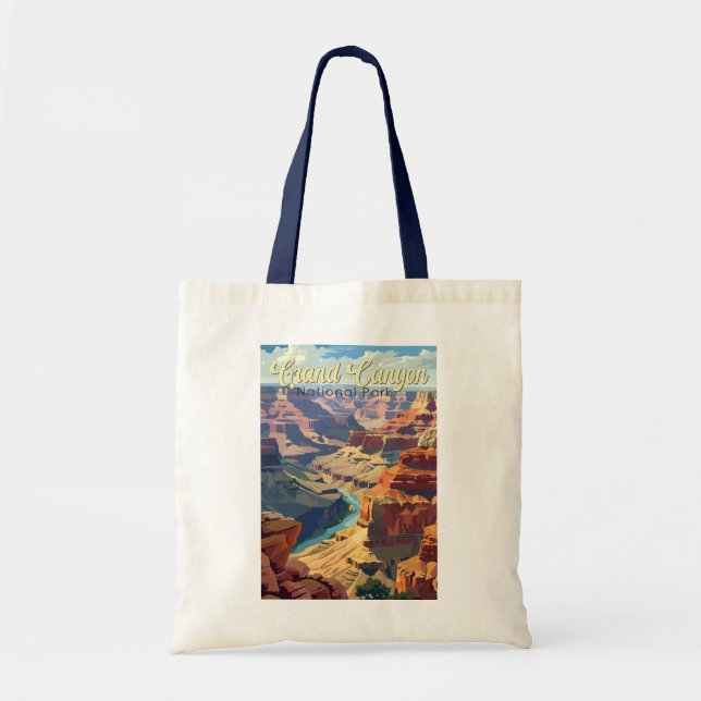 Grand Canyon National Park Illustration Travel Art Tote Bag (Front)
