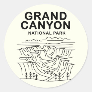 Grand Canyon National Park Line Art Classic Round Sticker