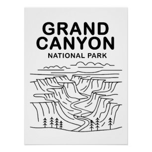 Grand Canyon National Park Line Art Poster