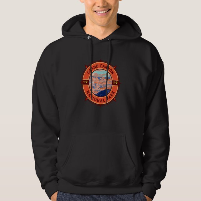 Grand Canyon National Park Retro Compass Emblem Hoodie (Front)