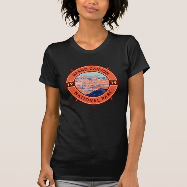Grand Canyon National Park Retro Compass Emblem T-Shirt (Front)
