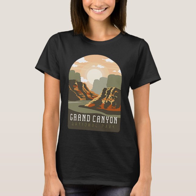 Grand Canyon National Park Skyline Silhouette Outl T-Shirt (Front)