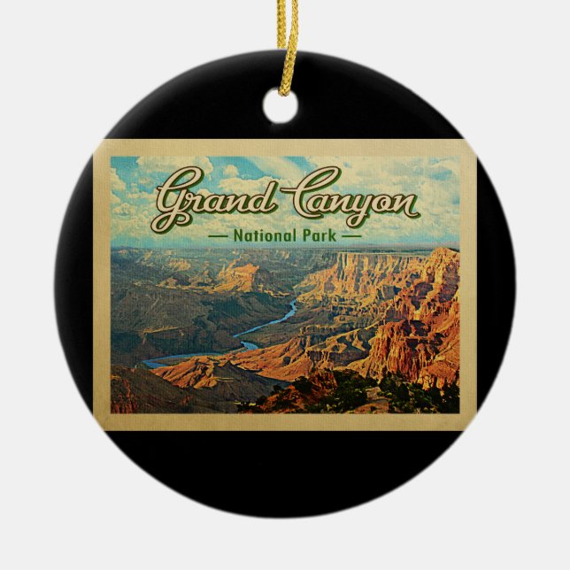 Grand Canyon National Park Vintage Travel Ceramic Ornament (Front)