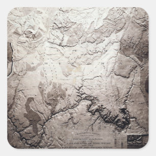 Grand Canyon of Colorado and UtahPanoramic Map Square Sticker