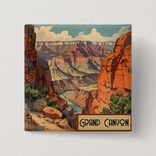 Grand Canyon Retro Travel Design 15 Cm Square Badge