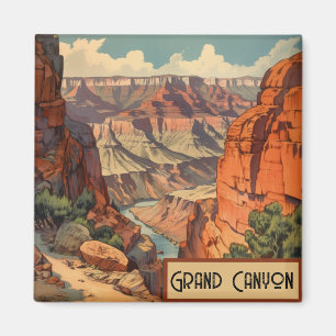 Grand Canyon Retro Travel Design Magnet