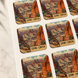Grand Canyon Retro Travel Design Square Sticker