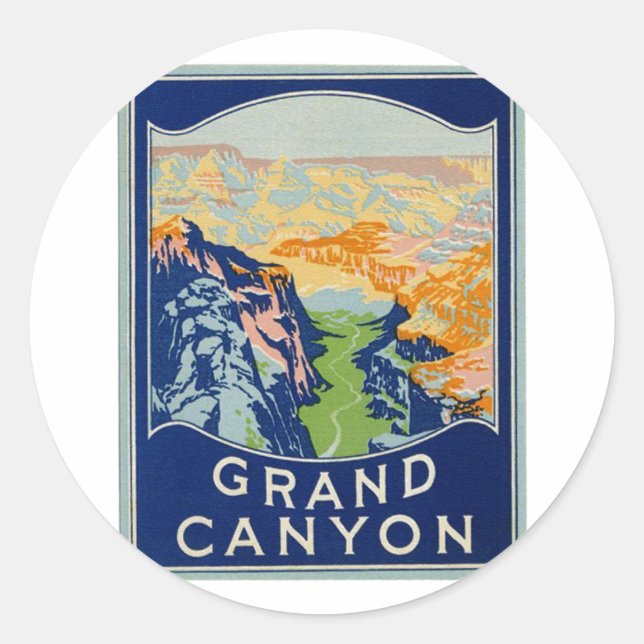 Grand Canyon - Vintage Travel Classic Round Sticker (Front)