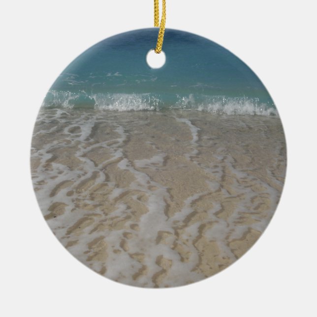 Grand Cayman Beach Ceramic Tree Decoration (Front)