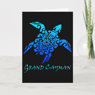 Grand Cayman Vintage Retro Tribal Turtle Vacation Card