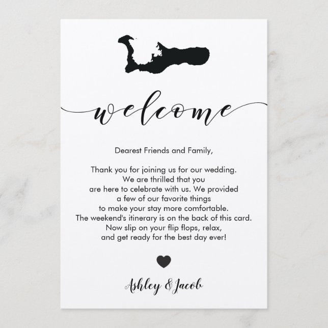 Grand Cayman Wedding Welcome Letter & Itinerary Program (Front)