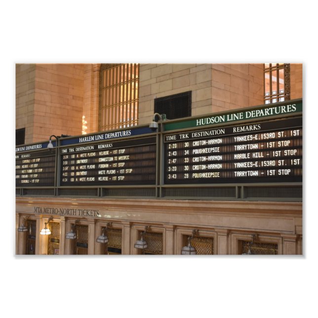 Grand Central Hudson Harlem Train Departures NYC Photo Print (Front)