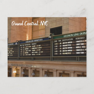 Grand Central Hudson Harlem Train Departures NYC Postcard