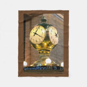 Grand Central Station Clock Fleece Blanket