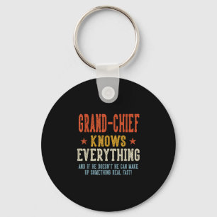 Grand-chief knows everything father's day retro key ring