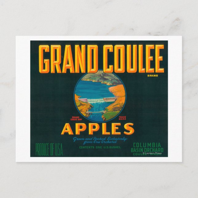 Grand Coulee Apple Label - Coulee, WA Postcard (Front)
