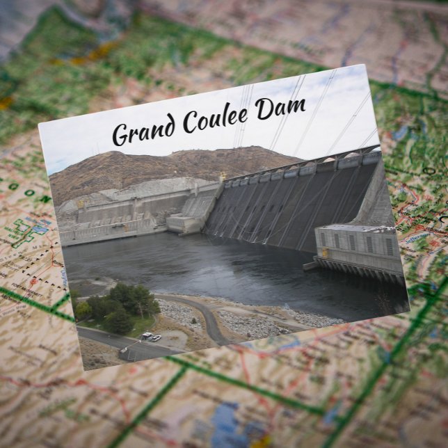 Grand Coulee Dam Travel Photo Postcard (In Situ Map)