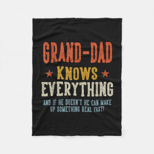 Grand-dad knows everything father's day retro fleece blanket