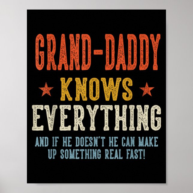 Grand-daddy knows everything father's day retro poster (Front)