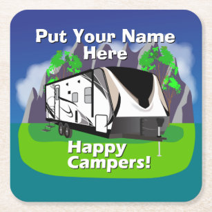 Grand Design Imagine 2150RB Happy Camper Design Square Paper Coaster
