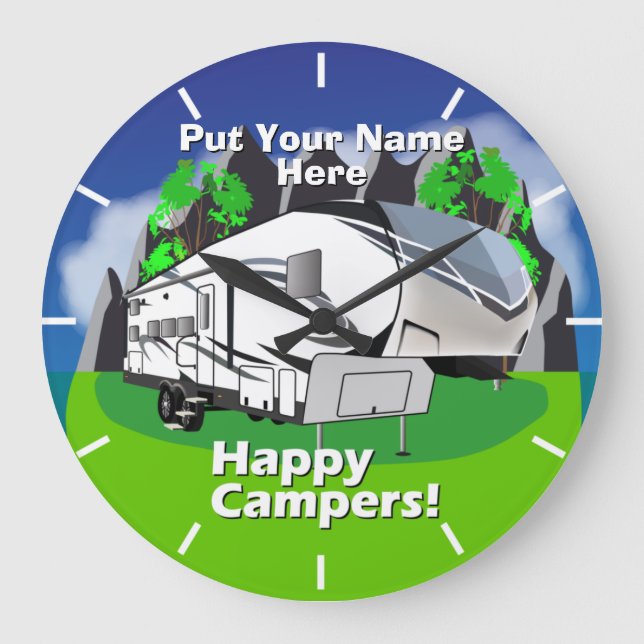 Grand Design Reflection 28bh Happy Campers Large Clock (Front)