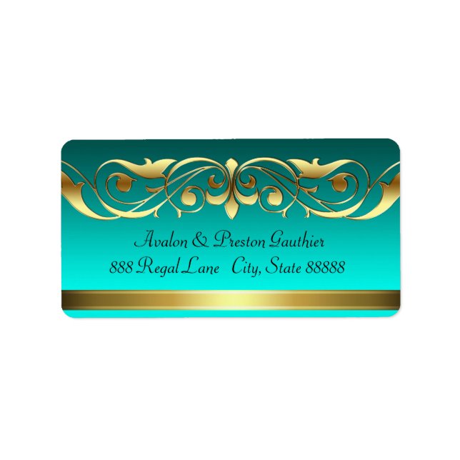 Grand Duchess Aquamarine Gold Address Labels (Front)