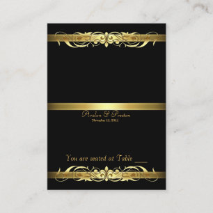 Grand Duchess Black Gold Scroll Table Placecard
