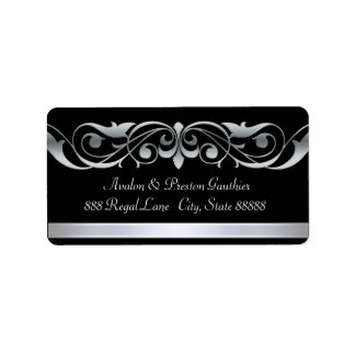 Grand Duchess Black Silver Scroll Address Labels