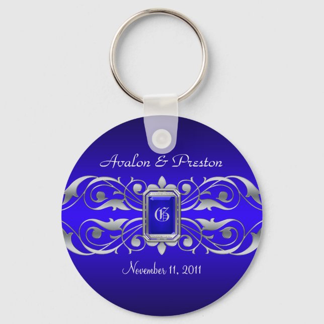 Grand Duchess Blue Monogram Teal Keychain (Front)