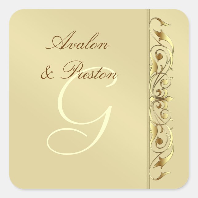 Grand Duchess Faux Gold Scroll Monogram Sticker (Front)