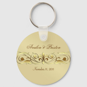 Grand Duchess Gold Metal Scroll  Keychain