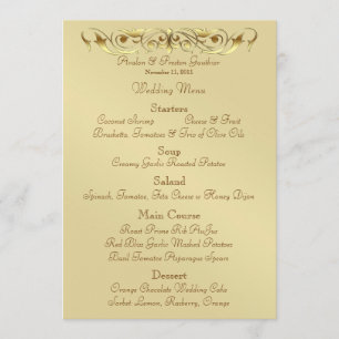 Grand Duchess Gold Metal Scroll Wedding Menu