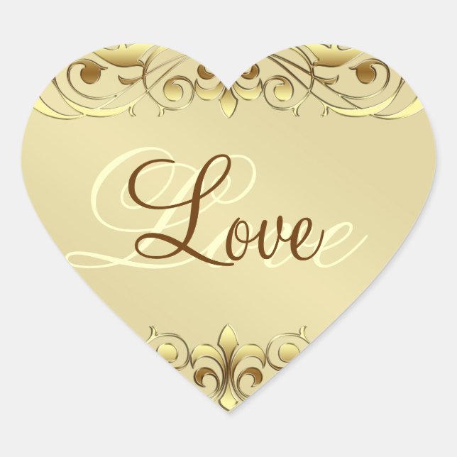 Grand Duchess Gold Scroll Love Heart Stickers (Front)