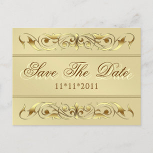 Grand Duchess Gold Scroll Save The Date Postcard