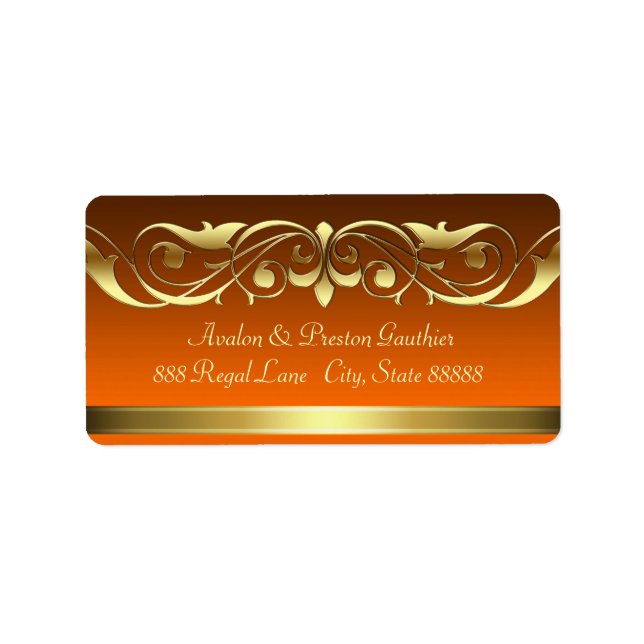Grand Duchess Orange Gold Scroll Address Labels (Front)