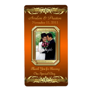 Grand Duchess Orange Photo Gold Wine Wedding Label