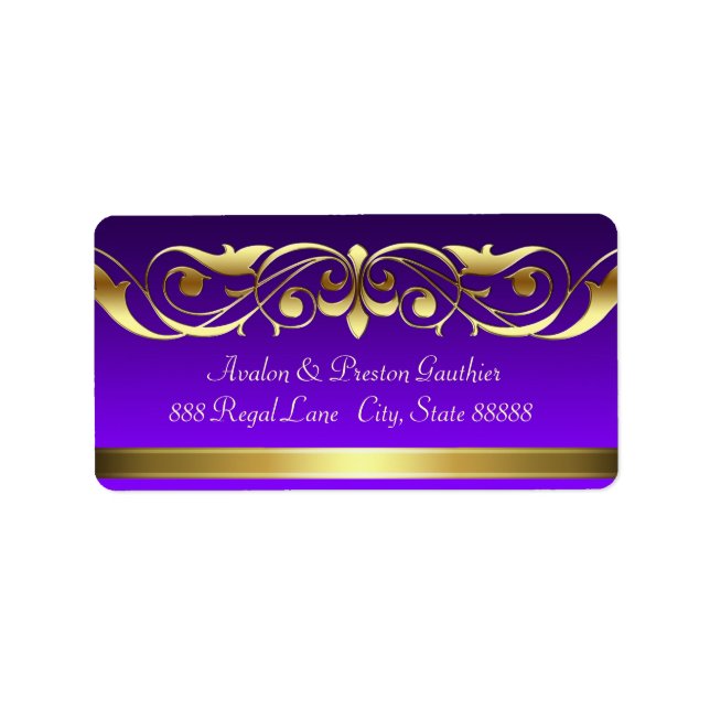 Grand Duchess Purple Gold Scroll Address Labels (Front)