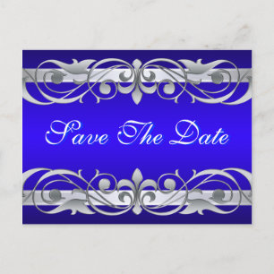 Grand Duchess Silver & Blue Save The Date Postcard