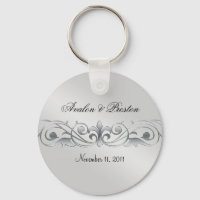 Grand Duchess Silver Metal Scroll Keychain