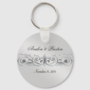 Grand Duchess Silver Metal Scroll  Keychain