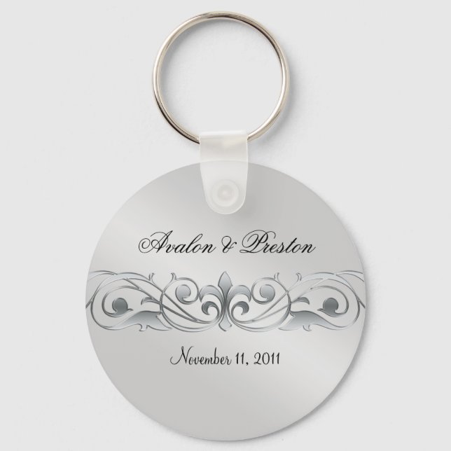 Grand Duchess Silver Metal Scroll  Keychain (Front)