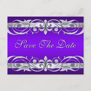 Grand Duchess Silver Purple Save The Date Postcard