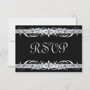 Grand Duchess Silver Scroll Black RSVP Card